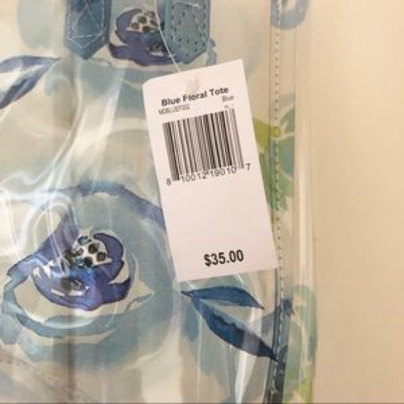 NWT twelvenyc Clear Blue Tote Bag Floral Stadium - Picture 4 of 4